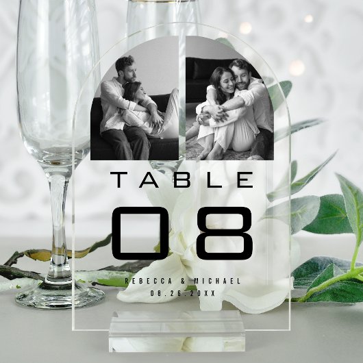 Clear Acrylic Arch Photo Wedding Table Number Acryl Uitnodigingen