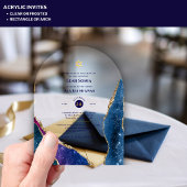 Clear Acrylic BAR MITZVAH Galaxy Sterrennacht Blau Acryl Uitnodigingen