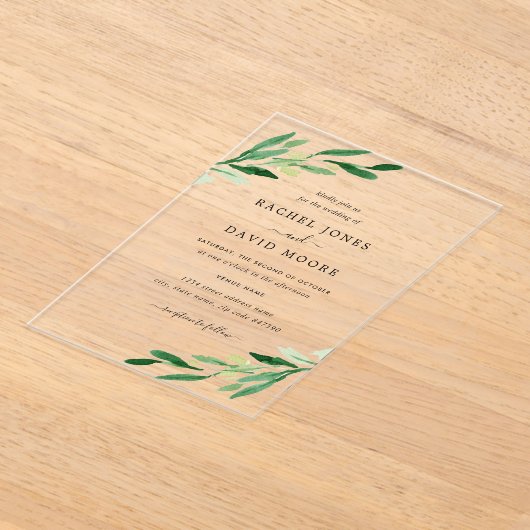 Clear Acrylic Leaf Wedding Invitation Acryl Uitnodigingen (Laagn)