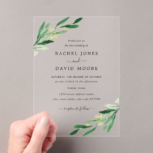 Clear Acrylic Leaf Wedding Invitation Acryl Uitnodigingen (Insitu (Draagbaar))