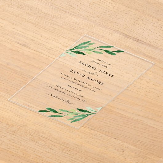 Clear Acrylic Leaf Wedding Invitation Acryl Uitnodigingen (Laagn)
