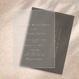 Clear Acrylic Wedding Invitation, Modern Minimal  Acryl Uitnodigingen