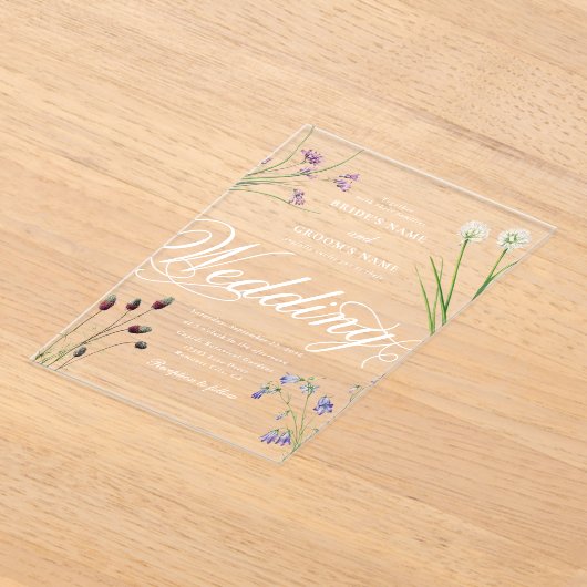 Clear Acrylic Wildflowers Bloemenbruiloft Acryl Uitnodigingen (Laagn)