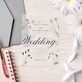 Clear Acrylic Wildflowers Bloemenbruiloft Vellum Uitnodigingen