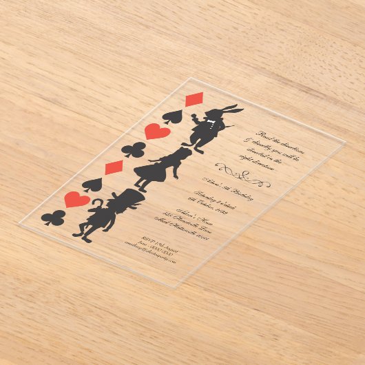 CLEAR Alice in Wonderland Cards Tea Party Birthday Acryl Uitnodigingen (Laagn)