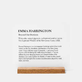 Clear Art Gallery Exhibit Display Plaque