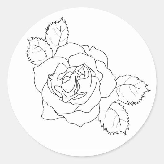 Clear Beauty: Lijntekening Roos Sticker (Voorkant)