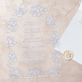 Clear Blue Botanical Wedding Acryl Uitnodiging