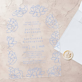 Clear Blue Botanical Wedding Acryl Uitnodiging