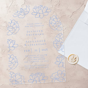 Clear Blue Botanical Wedding Acryl Uitnodiging