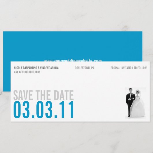 Clear Blue Kitsch Save The Date (Voorkant / Achterkant)