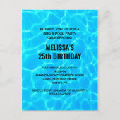 Clear Blue Pool Water Foto Verjaardag Uitnodiging (Voorkant)