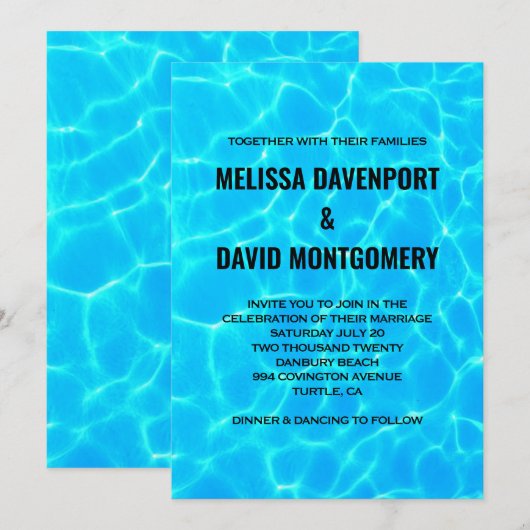Clear Blue Pool Water Photo Casual Weddenschap Kaart (Voorkant / Achterkant)