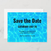 Clear Blue Pool Water Photo Save the Date Party Uitnodiging Briefkaart (Voorkant / Achterkant)