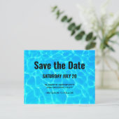 Clear Blue Pool Water Photo Save the Date Party Uitnodiging Briefkaart (Staand voorkant)