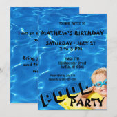 Clear Blue Pool Water Verjaardagsfeest uitnodiging (Voorkant / Achterkant)