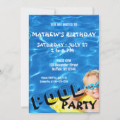 Clear Blue Pool Water Verjaardagsfeest uitnodiging (Voorkant)