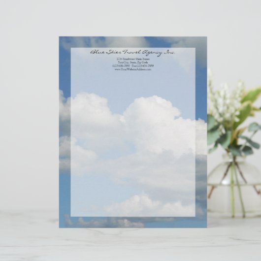 Clear Blue Sky Briefhoofd Ontwerp (Staand voorkant)