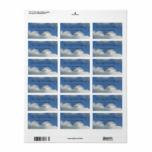 Clear Blue Sky Etiket (Full Sheet)