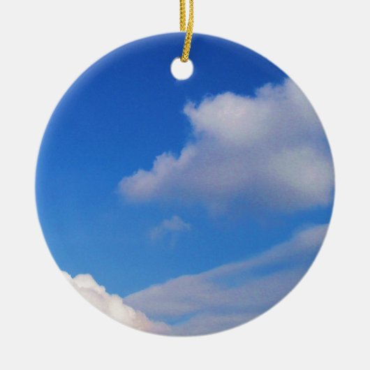 Clear Blue Sky & White Wolken Kerstversiering Keramisch Ornament (Voorkant)