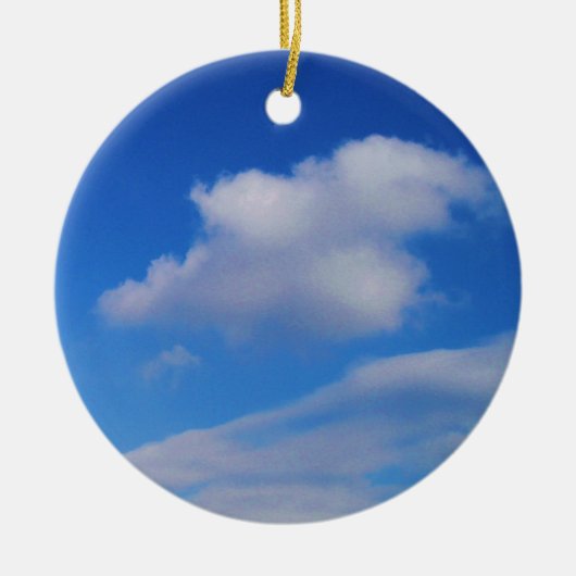 Clear Blue Sky & White Wolken Kerstversiering Keramisch Ornament (Voorkant)