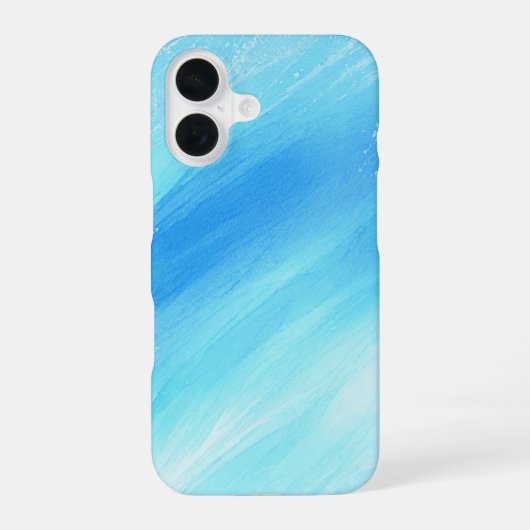 Clear Blue Waterverf Gradient Art iPhone 16 Hoesje (Achterkant)