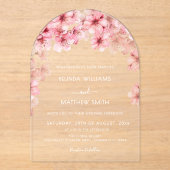 Clear Cherry Blossom Wedding Acryl Uitnodigingen (Voorkant)