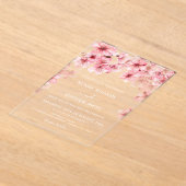Clear Cherry Blossom Wedding Acryl Uitnodigingen (Laagn)