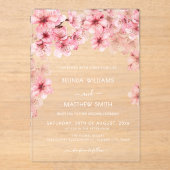 Clear Cherry Blossom Wedding Acryl Uitnodigingen (Voorkant)