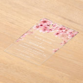 Clear Cherry Blossom Wedding Acryl Uitnodigingen (Laagn)