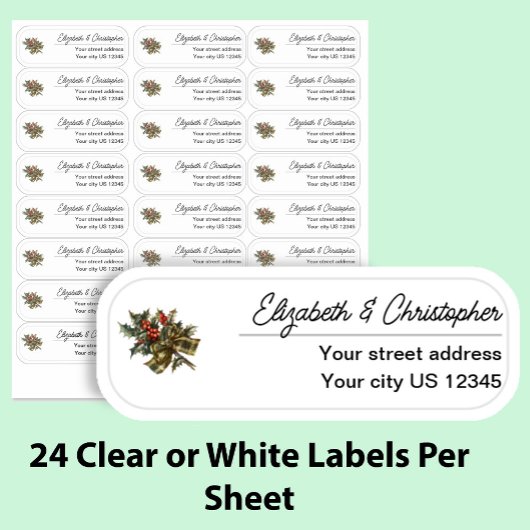 Clear Christmas Return Address Custom Transparent Sticker