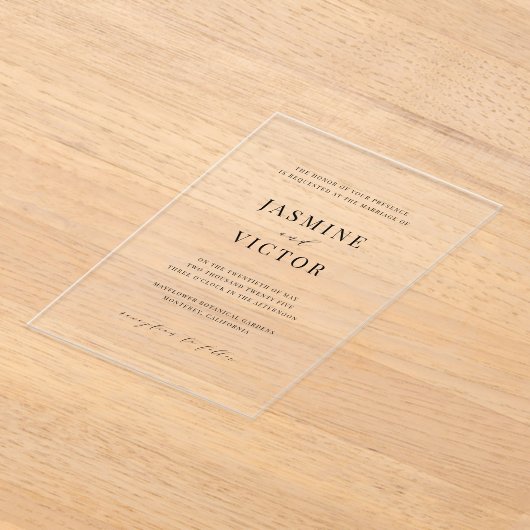 Clear Classic Wedding Invitation Minimal Kaart Acryl Uitnodigingen (Laagn)
