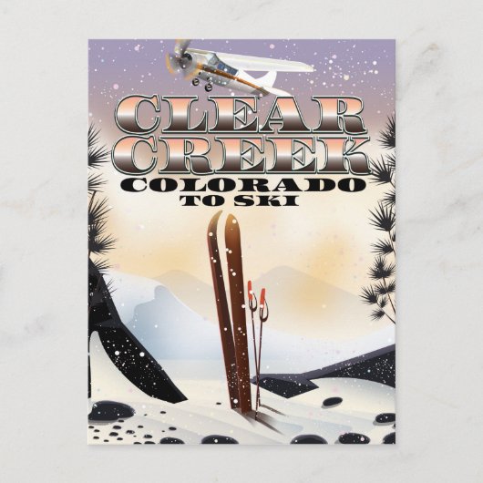 Clear Creek, Colorado ski-poster. Briefkaart (Voorkant)
