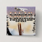Clear Creek, Colorado skiposter. Vierkante Button 5,1 Cm (Voorkant)