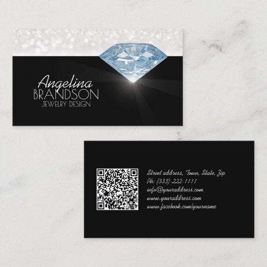 Clear Diamond Jewelry Designer Black Kaart Visitekaartje (Voorkant / Achterkant)