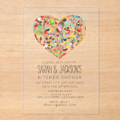 CLEAR Food Heart Kitchen Tea Bridal Shower Party Acryl Uitnodigingen (Voorkant)