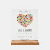 CLEAR Food Love Heart Kitchen Welcome Sign Acryl Bord (Voorkant)
