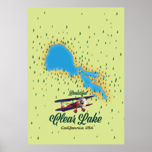 Clear Lake Californië VS kaart Poster