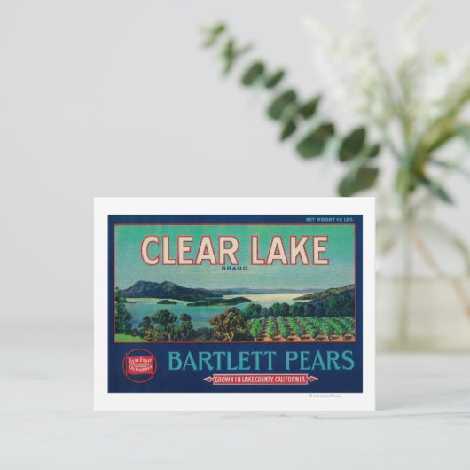 Clear Lake Pear Crate LabelLake County, CA Briefkaart (Staand voorkant)