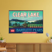 Clear Lake Pear Crate LabelLake County, CA Canvas Afdruk (Insitu (Woonkamer))