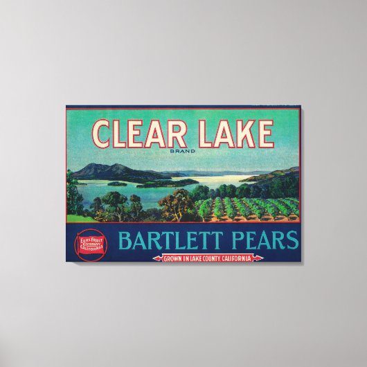 Clear Lake Pear Crate LabelLake County, CA Canvas Afdruk (Voorkant)