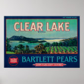 Clear Lake Pear Crate LabelLake County, CA Poster (Voorkant)