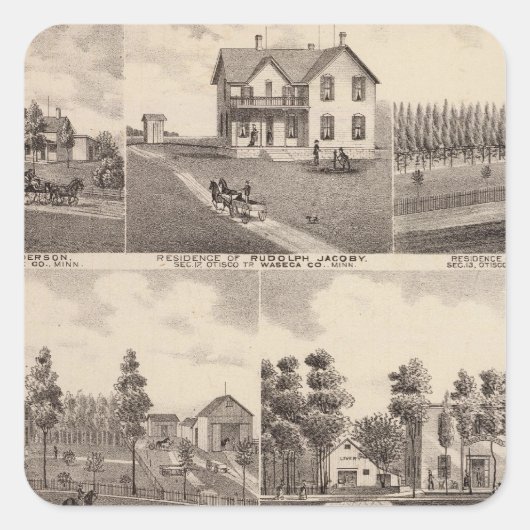 Clear Lake, Waseca, Minnesota Vierkante Sticker (Voorkant)