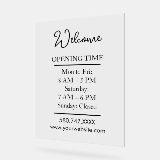 Clear Modern Small Business Hours Display (Hoek)