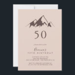 Clear Mountain Country 50th Birthday Party Kaart<br><div class="desc">Deze duidelijke uitnodiging van een 50e verjaardagsfeestje in het bergachtige land is perfect voor een rustige verjaardagsfeestje. Het ontwerp is voorzien van een diyllisch beige waterverf-beige berg.</div>