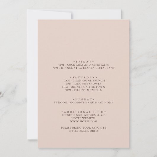 Clear Mountain Country Bachelorette Weekend Kaart (Achterkant)