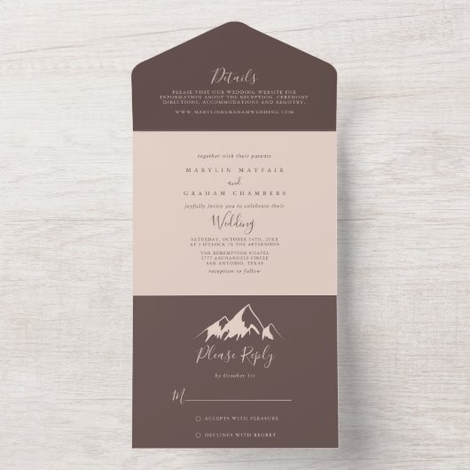 Clear Mountain Country Boho Wedding All In One Uitnodiging (Binnen)