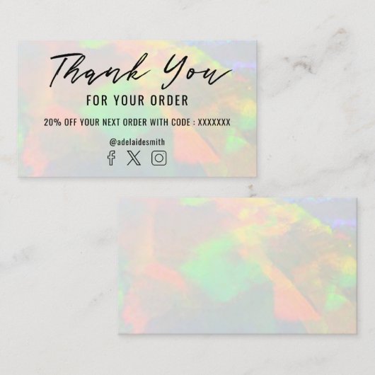 Clear Opal Dank je visitekaartje (Voorkant / Achterkant)