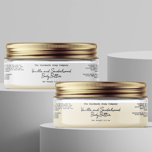 Clear or White Skin Cream Body Butter Jar Label