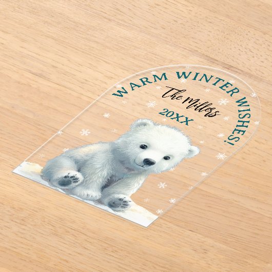 Clear Polar Beer Baby kerst Kaart Acryl Uitnodigingen (Laagn)
